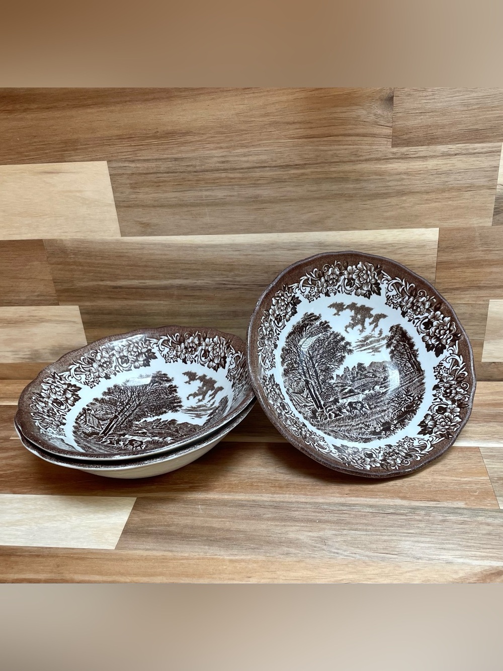 (4/$20) J&G Meakin Romantic England Brown Ironstone Bowls - 3PC Set